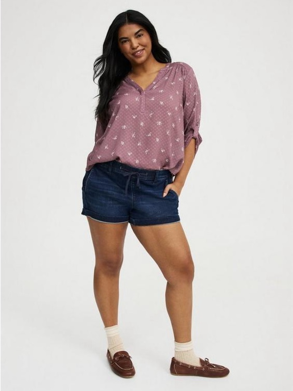 torrid Denim Shorts- Size 0/Large  with Elastic Waistband and Tie